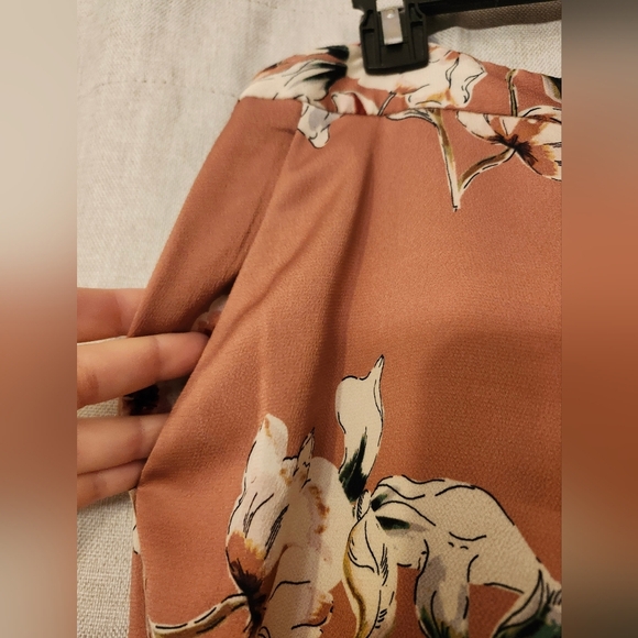 Zara Basic Collection Crop, Hi Rise Lounge Pants, Sz Lg Waist 16.5 Floral Rose - Picture 5 of 7